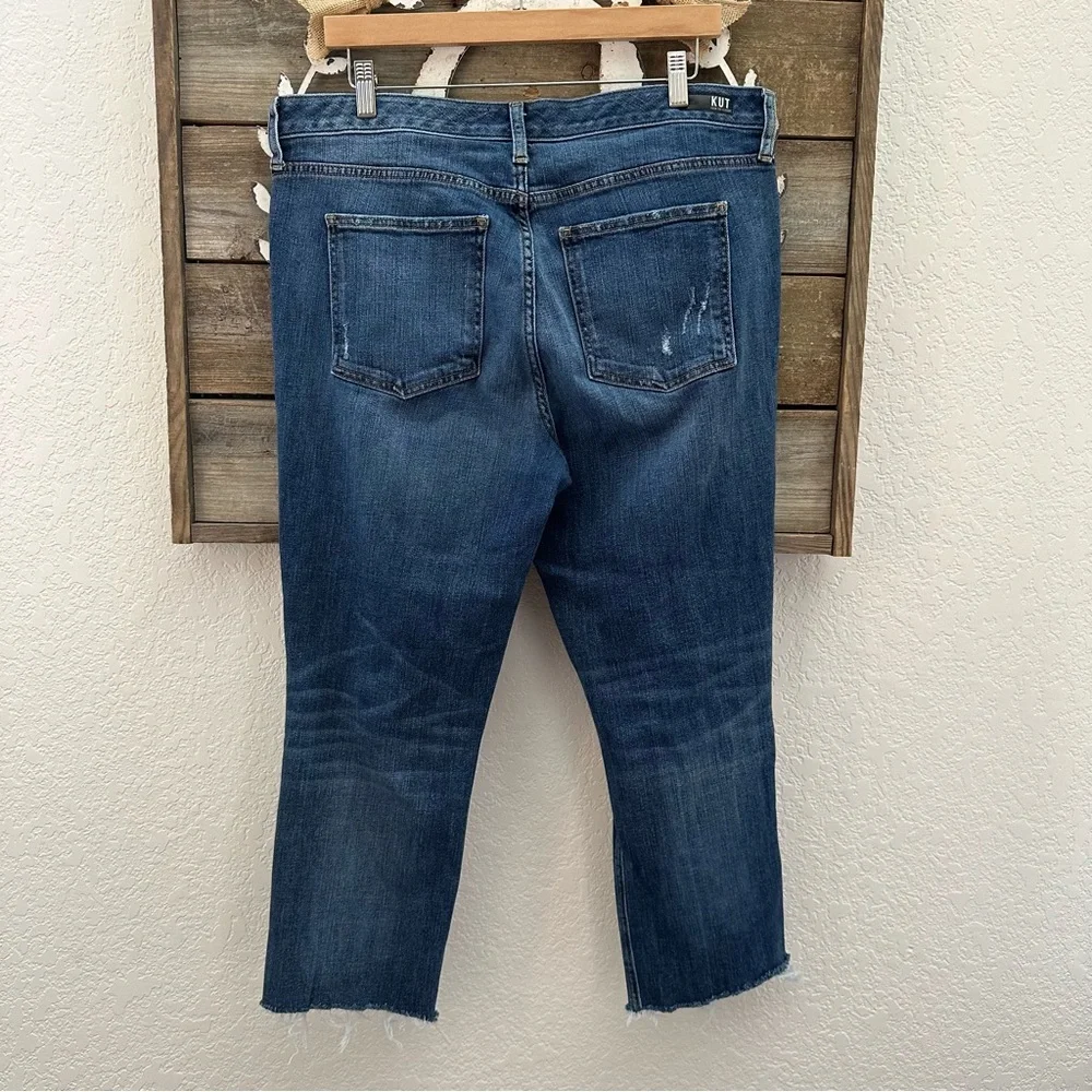 Kut from‎ the Kloth Juliet slouchy boyfriend raw hem denim jeans distressed 16